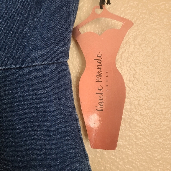 NEW zip front stretch denim mini dress size S - Picture 5 of 8